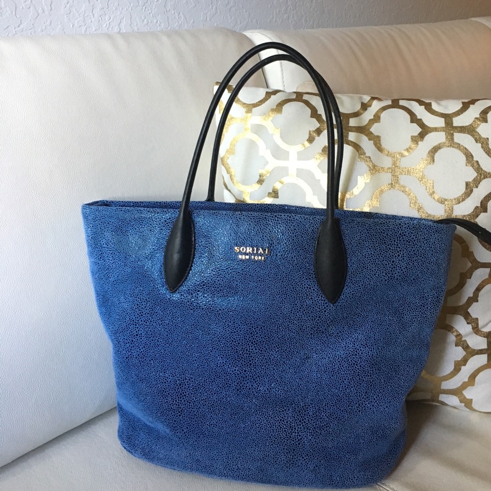 Blue Suede Tote Satchel